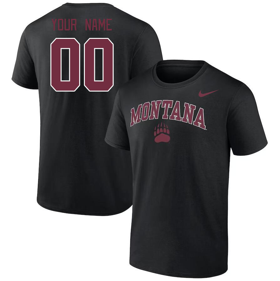 Custom Montana Grizzlies Name And Number Tshirts-Black